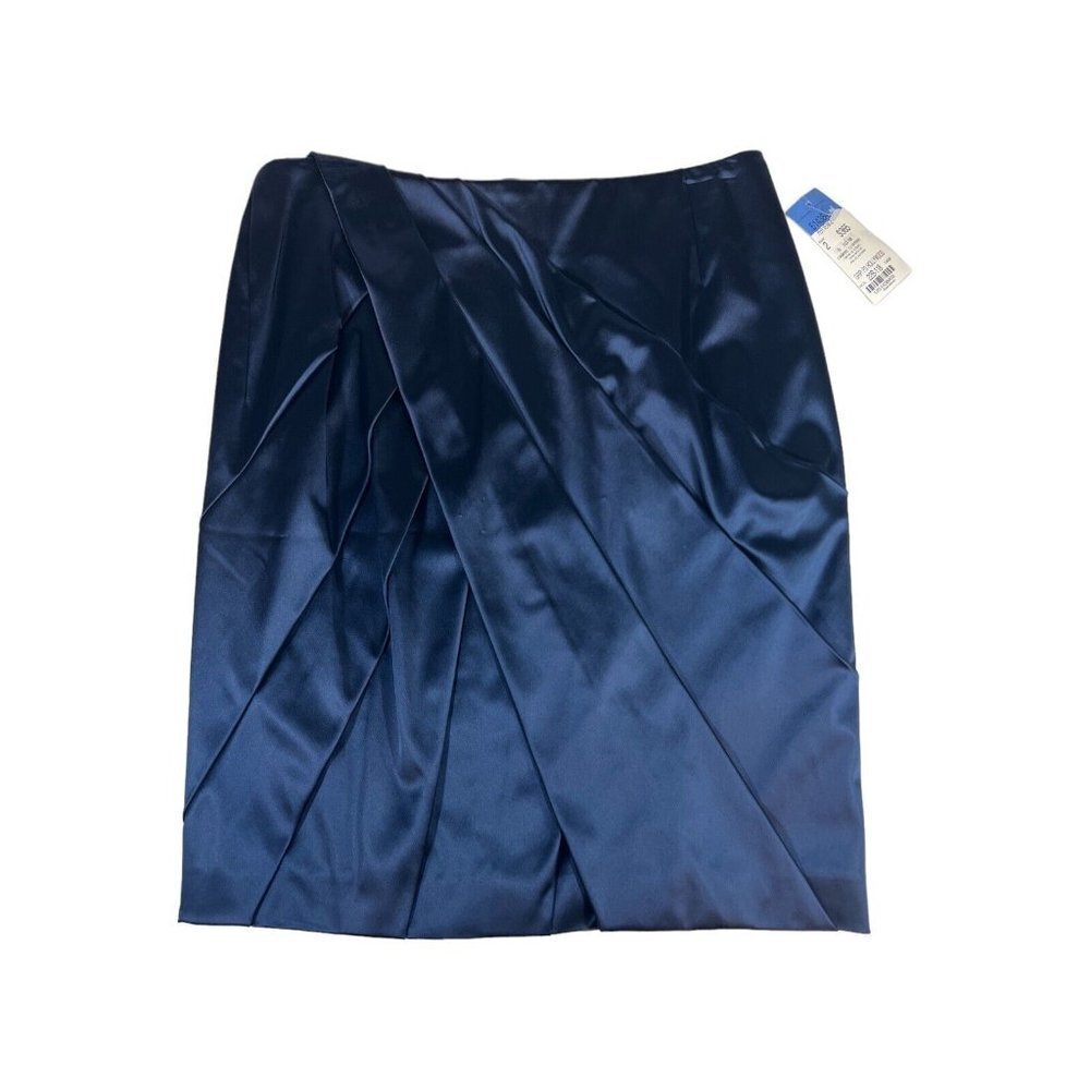 Per Se Womens 2 Skirt Blue Silky Ribbon Skirt Vintage Pencil Dressy Evening